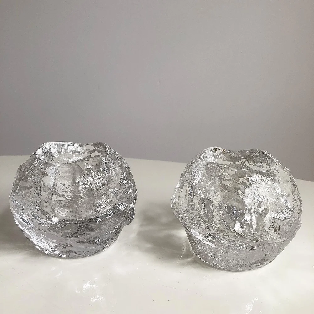 vintage swedish glass candle holders (set of 2) — STORIE.